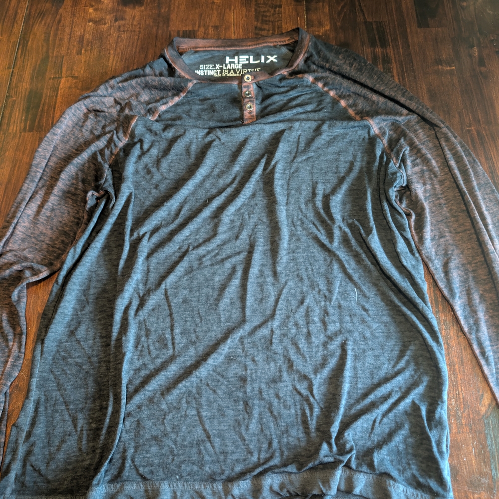 Helix Men's Charcoal and Navy Long Sleeve Tee